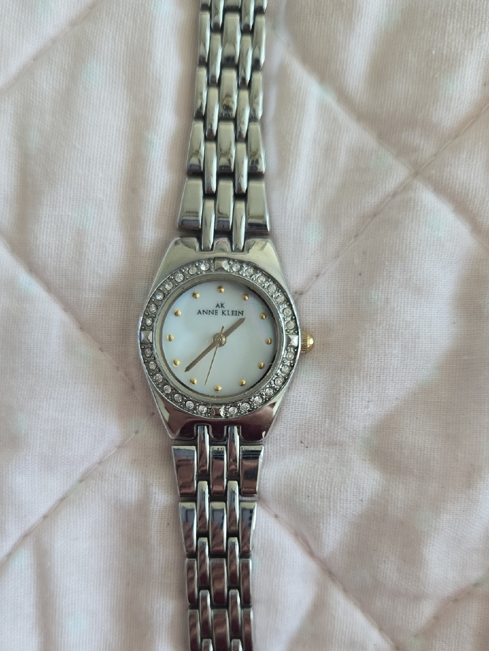 Anne Klein Silver Crystal Bezel Bracelet Watch